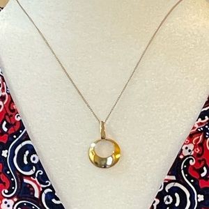 Gold convex disk pendant
